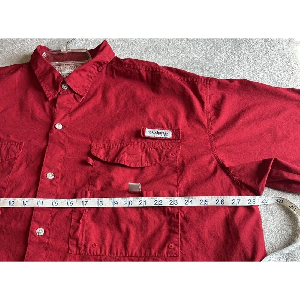 Columbia PFG Oklahoma Sooners Mens XXL Red Short Sleeve Fishing Shirt OU Logo